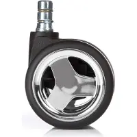 Hjh OFFICE 5x ROLO GAME No-Noise 11mm/60mm Harde bodem - Bureaustoelwielen Chroom / Zwart