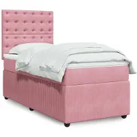 vidaXL Boxspring met matras fluweel roze 80x200 cm