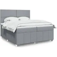 vidaXL Boxspring met matras stof lichtgrijs 200x200 cm