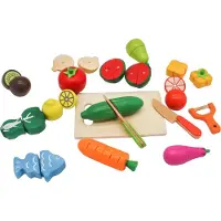 Mamabrum Kinderen Houten Snijden Groenten Met Container Fruit & Groente Mand Keuken Accessoires Kinderen Keuken Accessoires Kleurrijke Educatieve Keuken Speelgoed