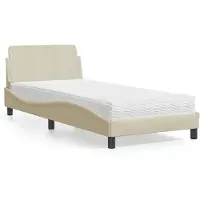 vidaXL Bed met matras "Dover" stof crèmekleurig 80x200 cm