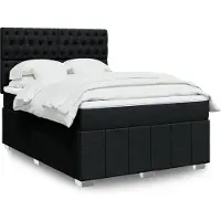 vidaXL Boxspring met matras stof zwart 160x200 cm