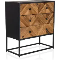 Hjh LIVING Commode SANTJAGO BLACK SUN L 63 x 34 x 70 cm 3 schuiflades massief dennen