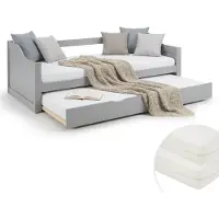 Homestyle4u Houten bed - 90x200 cm - Gastenbed - met 2 matrassen - Grijs