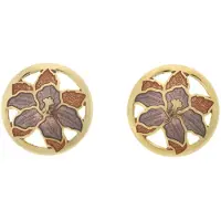 Behave - Oorclips dames - bloemmotief - bruin - 1,5 cm - vintage