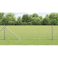 vidaXL gelast draadhek met grondpennen 100 x 0,6 m Zilverkleurig Mesh