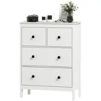 MODFU Ladekast - 4 Lades En Anti-Kantelbanden - Modern - Voor Slaapkamer - Spaanplaat - Wit - 74 x 35 x 97 cm