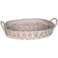 C&T Phoenix Mand Laag Grijs 48x33xh8cm Ovaalwillow