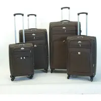 Banerle Kofferset - 4 Delig Softcase - 4 Wielen Reisbagage - Coffee