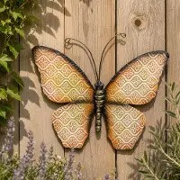 Anna's Collection Muurvlinder - oranje - 30 x 21 cm - metaal - tuindecoratie - Tuinbeelden
