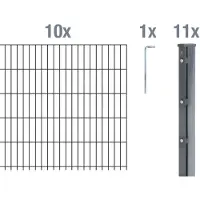 Alberts 679552 Dubbelstaafmathek als 27-delig complete hekset, antraciet, hoogte 83 cm, lengte 25 m