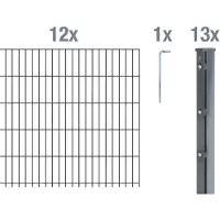 Alberts 679828 Dubbelstaafmathek als 32-delig complete hekset, antraciet, hoogte 223 cm, lengte 30 m