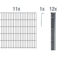 Alberts 679668 Dubbelstaafmathek als 24-delig complete hekset, antraciet, hoogte 103 cm, lengte 27,5 m