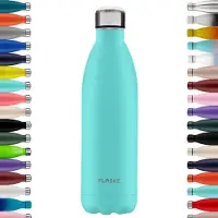 FLASKE Original Drinkfles 1 liter - Geïsoleerde RVS Waterfles - BPA-vrij - 12u Warm & 24u Koud - Geschikt als Thermosfles en Thermoskan - Water Bottle Stainless Steel - Wave