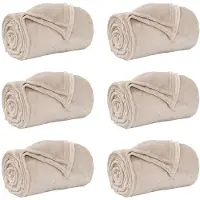 vidaXL Dekentjes 6 st Beige 240 x 270 cm 9.93 kg Fleece