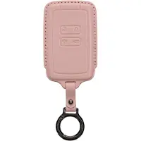 Kwmobile leren autosleutel hoesje geschikt voor Renault 4-knops Smartkey autosleutel (alleen Keyless Go) - Als sleutelhanger met sleutelring - Echt leer in oudroze
