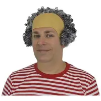 Witbaard Pruik kale kop - grijs - Abraham/oude man/opa - verkleed thema pruiken