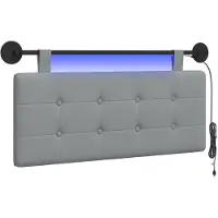 vidaXL Hangend hoofdbord Met LED-verlichting Lichtgrijs Stof