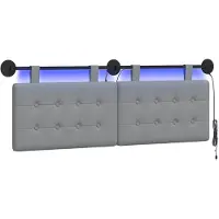 vidaXL Hangend hoofdbord Met LED-verlichting Lichtgrijs Stof