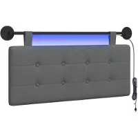 vidaXL Hangend hoofdbord Met LED-verlichting Donkergrijs Stof