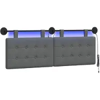 vidaXL Hangend hoofdbord Met LED-verlichting Donkergrijs Stof
