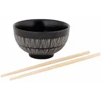 COSY&TRENDY Cosy & Trendy Etosha Kom met bamboe chopsticks - Ø13xH9cm - Zwart