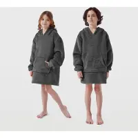 Textino SHERRY - hoodie 50x70 cm - snuggle hoodie - kinderen - fleece met sherpa voering - Raven - zwart