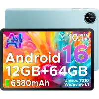 Doogee TAB A9 - Tablet - Android 16 - 12GB RAM + 64GB ROM（2TB/TF） - 10 Inch - 6580 mAh - 5G WiFi - Tablet Unisoc T310 - Dubbele Luidspreker - 3,5 mm aansluiting - Face ID - Blauw