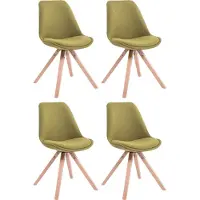 CLP 4 bezoekersstoelen Toulouse, bekleding: stof, model: Square, met zitkussen en vierkante houten poten, frame: groen, kleur: naturel