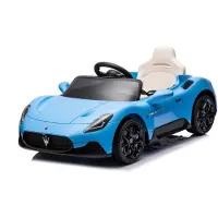 Sun baby Elektrische kinderauto Maserati GT Cabrio vanaf 3 jaar, Loopauto met lichtfuncties, afstandsbediening, MP3-speler, USB, Bluetooth (Blauw)