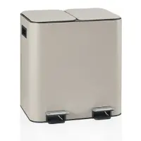 Hjh OFFICE Afvalverzamelaar / afvalscheidingssysteem Clean 10 - 30L (2x15L) staal beige