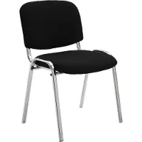 CLP Bezoekersstoel Ken, chroom, stof met stevig metalen frame en beklede rugleuning, zwart