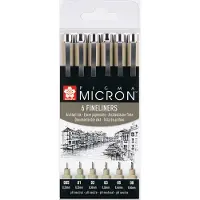 Taidepiste Pigma Micron Fineliners - Set van 6 - 8 puntdiktes - Zwart