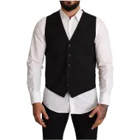 Dolce&Gabbana Mannen Zwart Wollen Formele Waistcoat Jurk