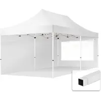 TOOLPORT 3x6 m Easy up partytent, ECONOMY staal 30mm met zijwanden (panorama), wit