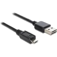 DeLOCK Micro USB naar Easy-USB-A kabel - USB2.0 - tot 2A / zwart - 0,50 meter