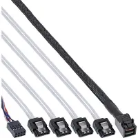 Intos Mini SAS HD-kabel, SFF-8643 naar 4x SATA + sideband, 1m