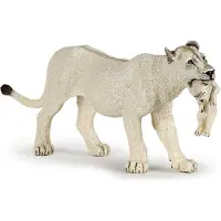 Papo Speelfiguur - Wild dier - Leeuwin met welp - Wit