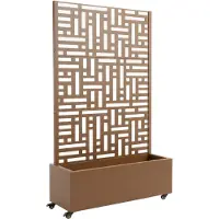 Casa.pro Tuinscherm Bernalda met plantenbak op wielen 186x120x40 cm bruin
