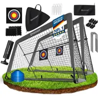 Kesser Voetbaldoel voor kinderen, pop-up set van 2, opvouwbaar, met glasvezelstangen en hoogwaardige doelnetten voor binnen, buiten en tuin, met transporttas, 6 x hoedjes, balpomp, schietschijf