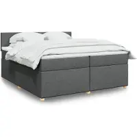 vidaXL Boxspring met matras stof donkergrijs 200x200 cm