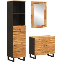 vidaXL Badkamer Sets met lade met plank Naturel Massief Mango Hout