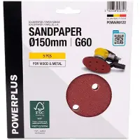 Powerplus POWAIR0122 5 Stuks Schuurpapier Ø 150 mm K60