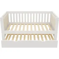 OKWISH Daybed 90x190 Cm – Met Uitschuifbed En Lattenbodem – Ruimtebesparend – Met Rugleuning – Zonder Matras – Hout – Wit
