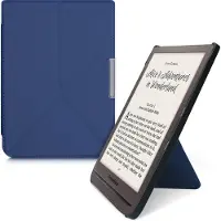 Kwmobile e-reader hoesje geschikt voor Pocketbook InkPad 3 / 3 Pro / Color / Vivlio InkPad 3 hoes - Ereader flip case met standaard - E reader cover van kunstleer - In donkerblauw