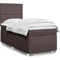 vidaXL Boxspring met matras stof donkerbruin 90x190 cm