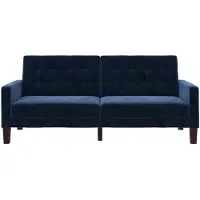 DOMUS Porter-Slaapbank - 3-zits - Blauw Fluweel