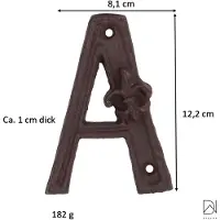 Esschert Design Huisletter A 11,8 X 8 Cm Gietijzer Donkerbruin