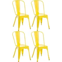 CLP Set van 4 stapelbare stoelen "Benedikt", stapelbaar, met rugleuning, metalen frame, belastbaar tot 200 kg, kleur: geel