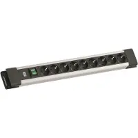 Bachmann CONNECTUS 9xCEE7/3, 1xschakelaar 2,0 m CEE7/7 grijs